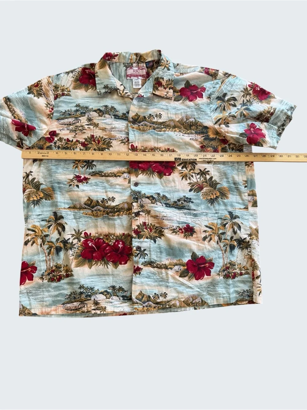 RJC Men’s 2XL Hawaiian Aloha Shirt in Seafoam Green with Floral Print